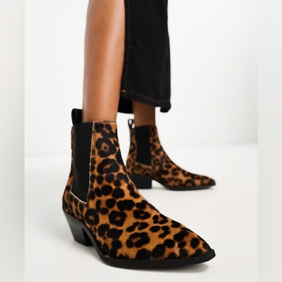 ALDO Pony Hair Leopard Cheetah Print Slip On Ankle Boots - Picture 14 of 15